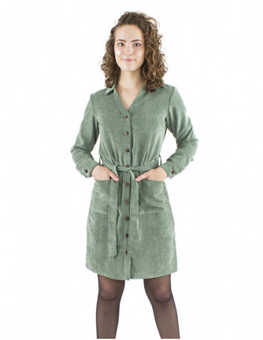 Chic corduroy button dress