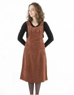 Robe salopette midi unie en...