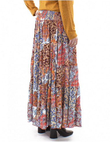 Jupe longue originale motif patchwork