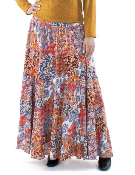 Jupe longue originale motif patchwork