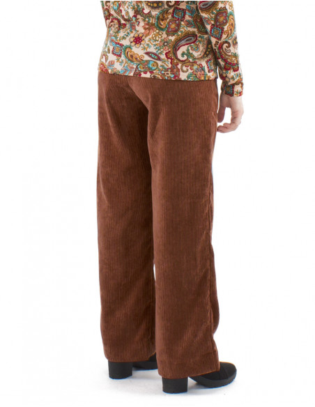 Pantalon coupe droite en velours côtelé