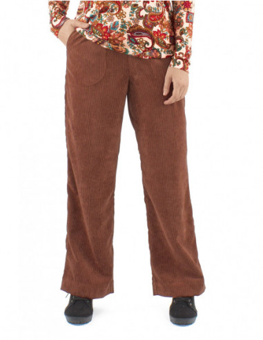 Pantalon coupe droite en velours côtelé