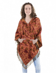 Original flowery poncho with hood