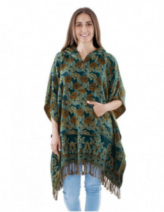Boho style poncho with hood