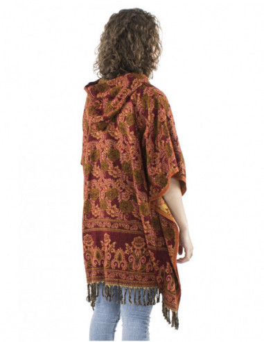 Boho style poncho with hood