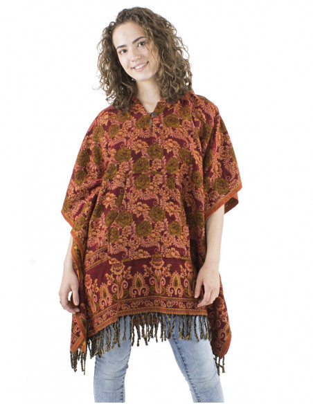 Boho style poncho with hood