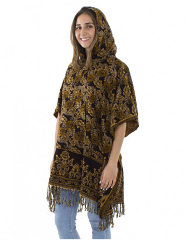 Boho style poncho with hood