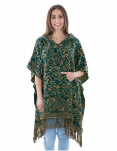 Ethnic boho poncho, paisley patterns