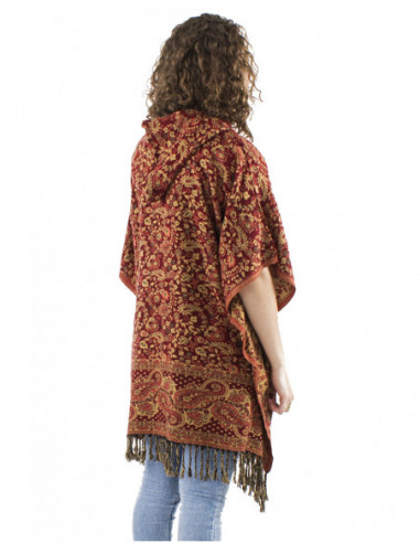 Ethnic boho poncho, paisley patterns