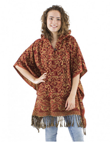 Ethnic boho poncho, paisley patterns