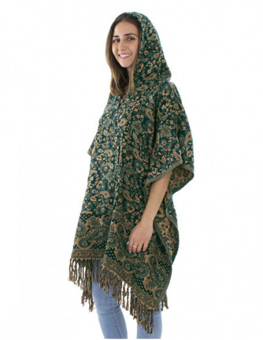 Ethnic boho poncho, paisley patterns