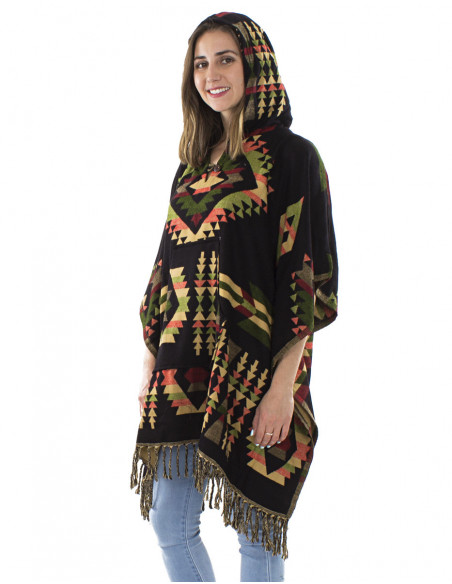 South american styled poncho, hood