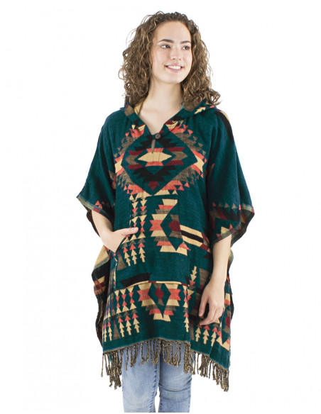 South american styled poncho, hood