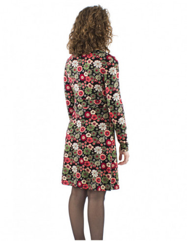 Robe mi-longue rétro, imprimé fleuri