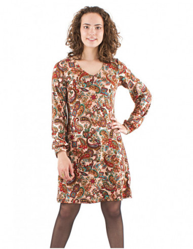 Short dress, ethnic paisley patterns