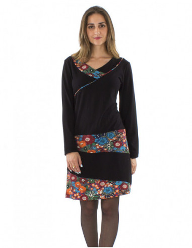 Robe courte, motif fleuri rétro