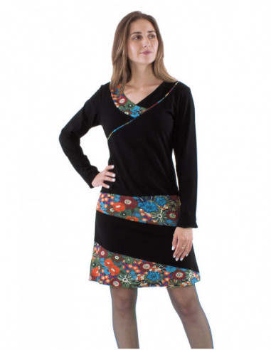 Robe courte, motif fleuri rétro