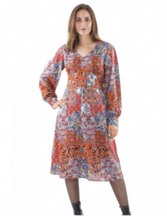 Mid-length boho dress, fitted cut