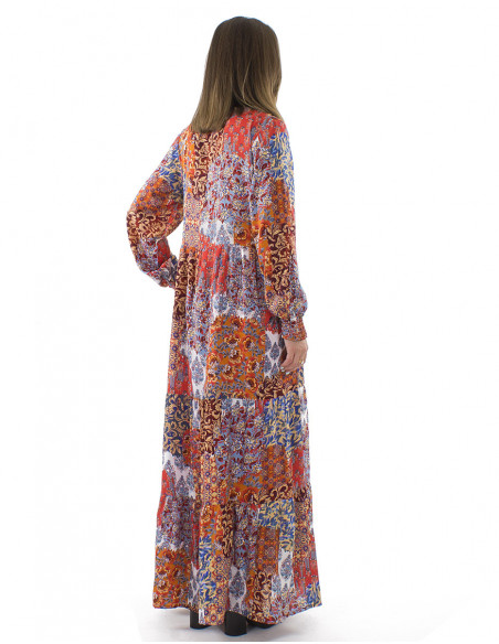 Ethnic styled long dress, embroidery