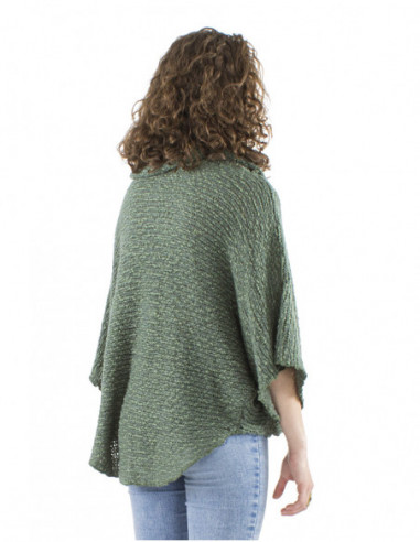 Batwing sleeves sweater with buttons
