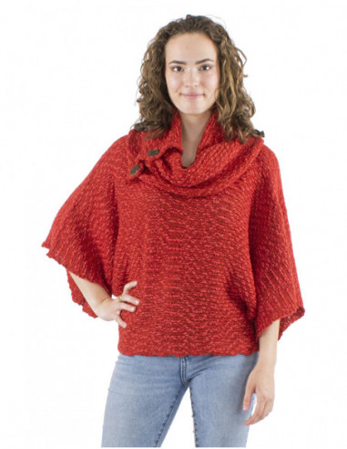 Batwing sleeves sweater with buttons