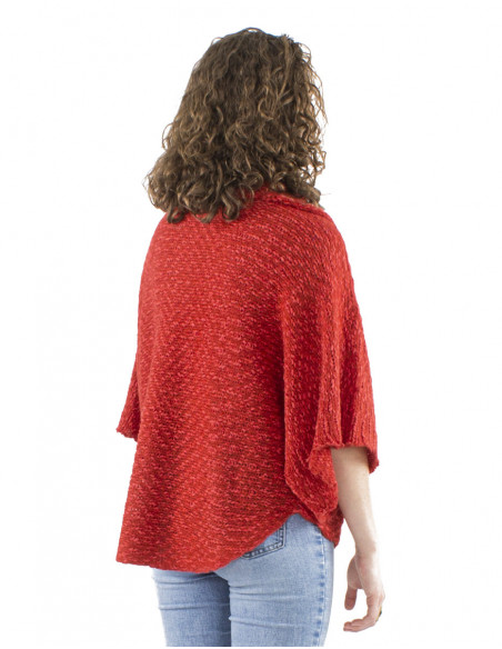 Batwing sleeves sweater with buttons