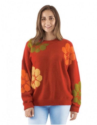 Seventies style sweater, big flowers
