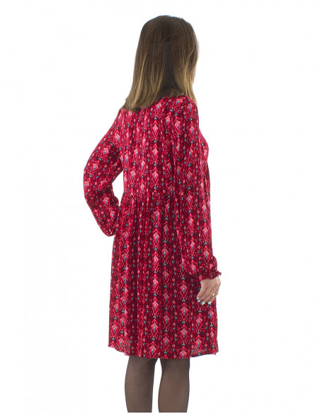 Robe mi-longue, motif abstrait coloré