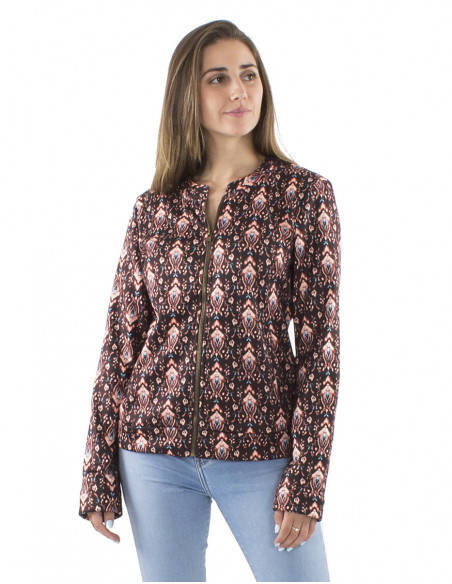 Veste courte doublure fausse fourrure