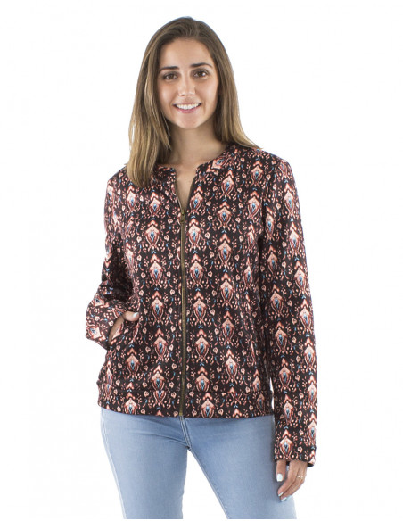 Veste courte doublure fausse fourrure