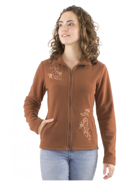 Boho short polar jacket, embroidery