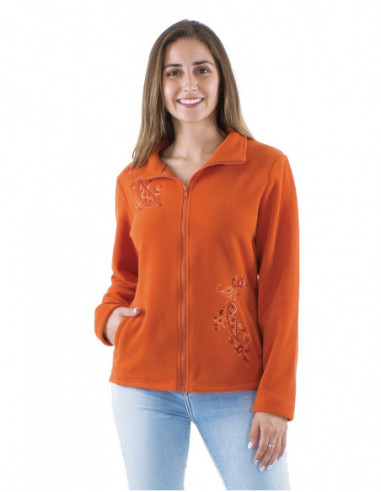 Veste polaire courte bohème brodée