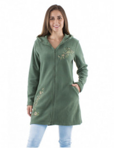 Veste polaire mi-longue, broderies