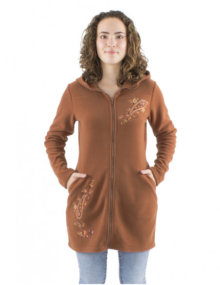 Mid-length polar jacket, embroideries