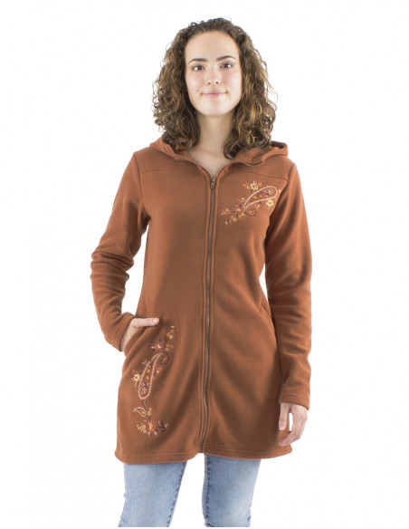 Mid-length polar jacket, embroideries