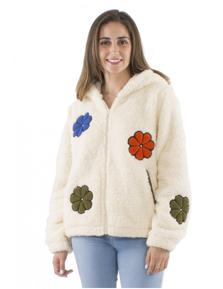 Large jacket boucle wool effect (polyester)