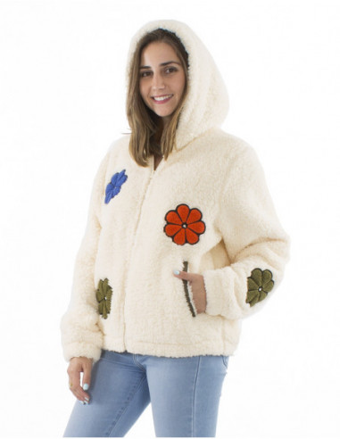 Veste large originale, effet laine bouclée (polyester)