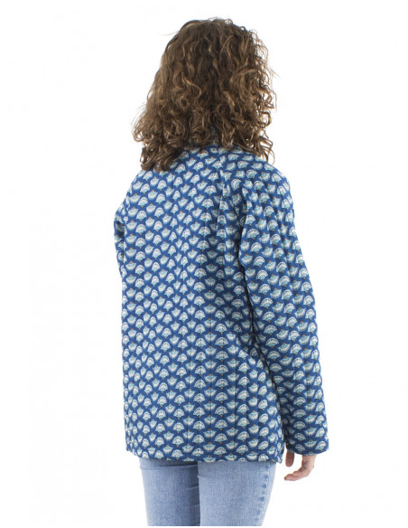 Oversized quilted mid-length jacket