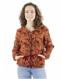 Short boho style jacket with hood 2