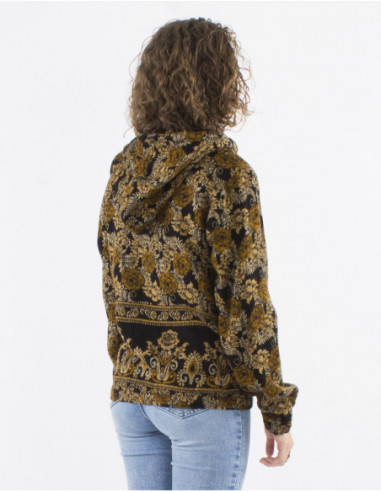 Short boho style jacket with hood
