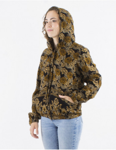 Veste courte bohème avec capuche