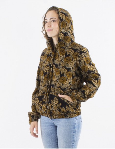 Veste courte bohème avec capuche