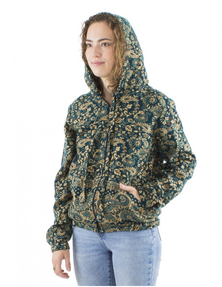 Short jacket with boho paisley patterns