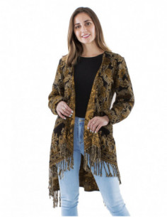 Veste gilet mi-longue avec franges