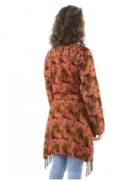 Veste gilet mi-longue avec franges