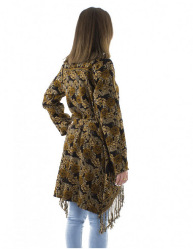 Veste gilet mi-longue avec franges
