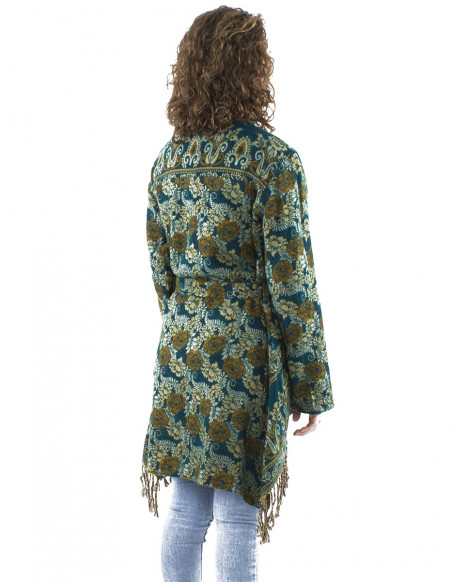 Veste gilet mi-longue avec franges