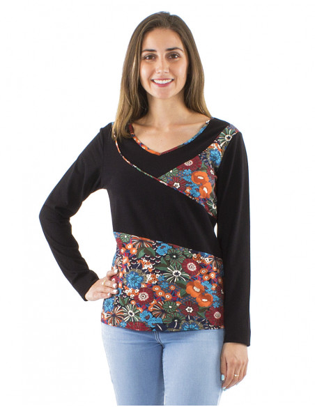 T-shirt manches longues, motifs fleuri