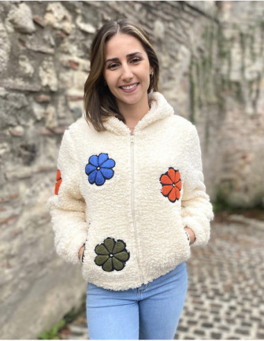 Large jacket boucle wool imitation