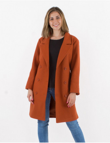 Manteau long uni chic brodé